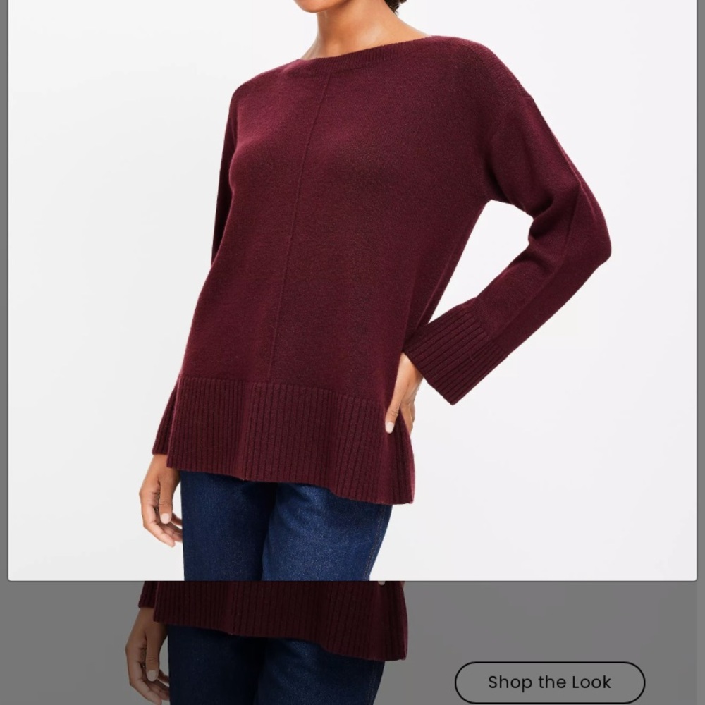 LOFT Rich Burgundy Boat Neck Sweater tunic L
